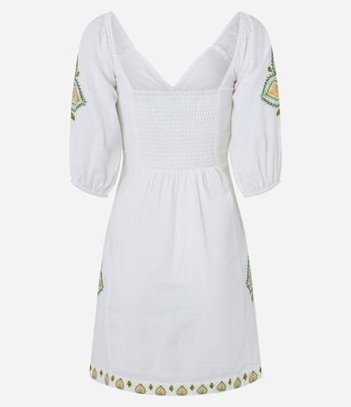 Vestido Corta en Viscosa y Lino con Bordado Floral 7