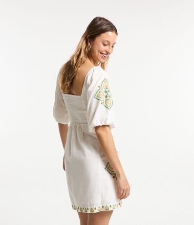Vestido Corta en Viscosa y Lino con Bordado Floral 3