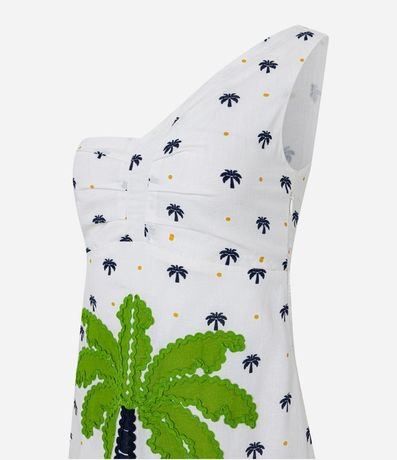 Vestido Corto en Viscosa y Lino con Bordado Tropical 4