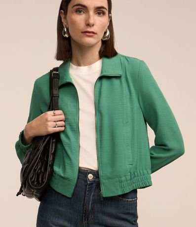Campera Bomber en Airflow con Puño y Bajo Elásticos