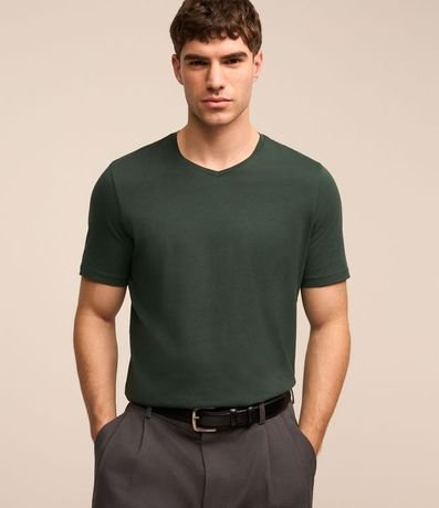 Remera Slim en Algodón Peruano con Cuello V 4