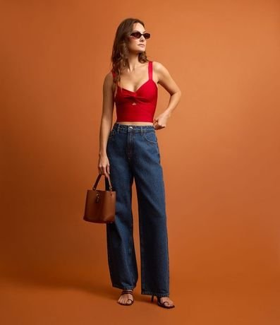 Blusa Cropped en Punto con Escote Corazón y Busto Torcido 3