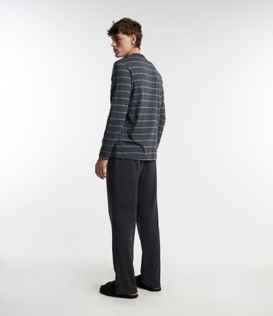 Pijama Largo en Algodón con Estampa Rayas 2