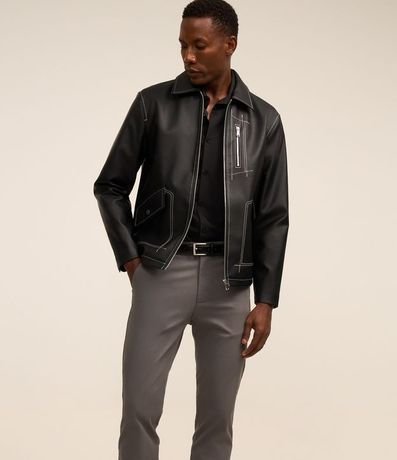 Pantalón Slim en Sarga con Bolsillos Cuchillo 3