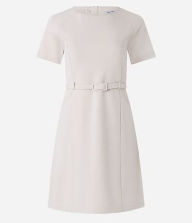 Vestido Corto en Crepé con Cinturón Estrecho 6
