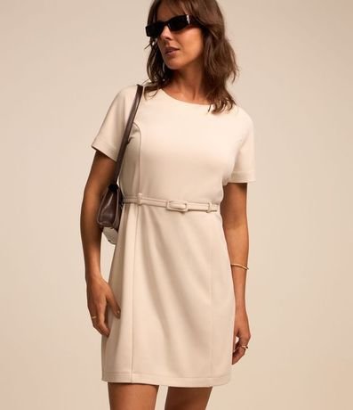 Vestido Corto en Crepé con Cinturón Estrecho 2