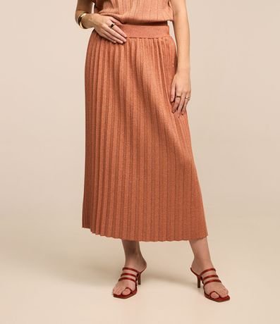 Pollera Recta Midi en Viscosa Plisada con Hilo Metalizado 2