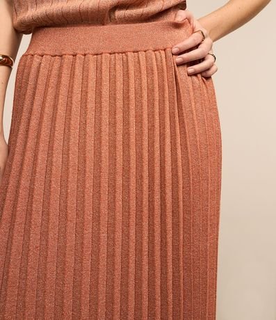 Pollera Recta Midi en Viscosa Plisada con Hilo Metalizado 4