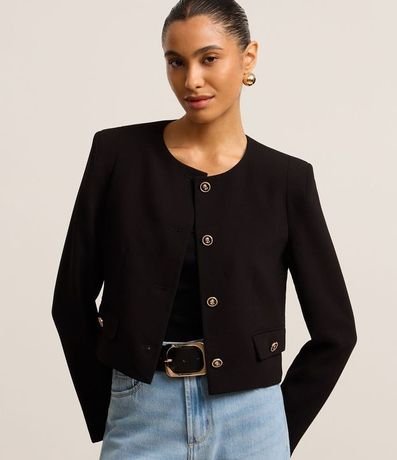 Saco en Crepé con Botones Diferenciados