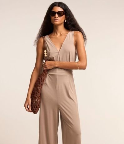 Mono Pantalona en Viscosa con Escote Traspasado 1