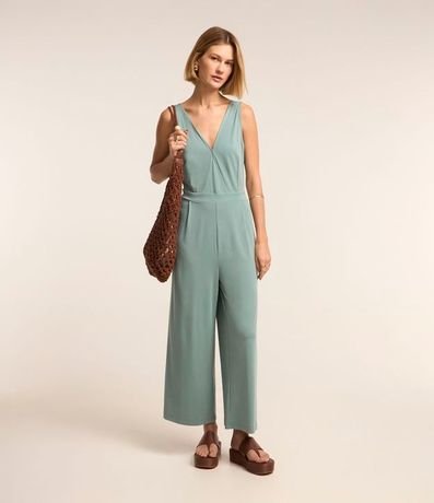 Mono Pantalona en Viscosa con Escote Traspasado 2
