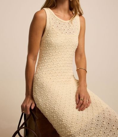 Vestido Reto Midi Sin Manga en Punto Texturizado 8