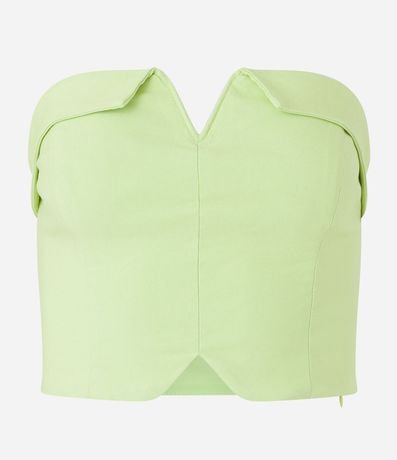 Blusa Cropped en Bengalina con Escote Plegado 5