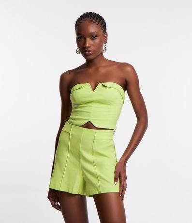 Blusa Cropped en Bengalina con Escote Plegado 1