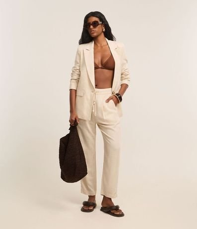 Pantalón Fluído en Viscolino con Cintura Elástica y Lazo