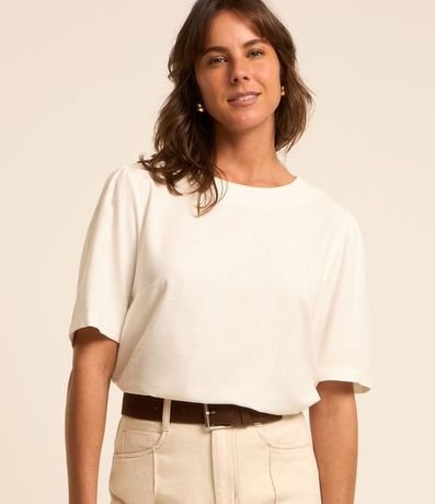 Blusa en Viscolino con Manga Abullonada