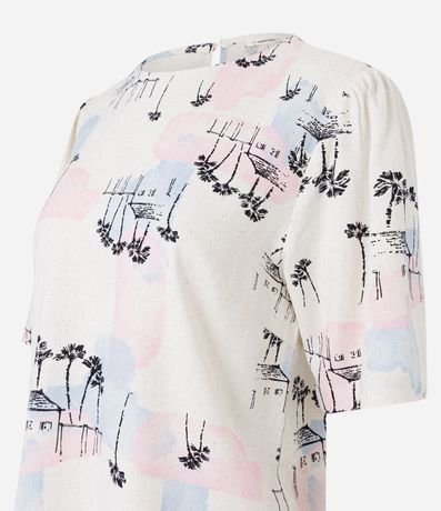 Blusa en Viscolino con Estampa Paisaje 2