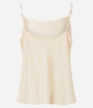 Blusa Tela Satinada con Escote Drapeado y Breteles Finos 5