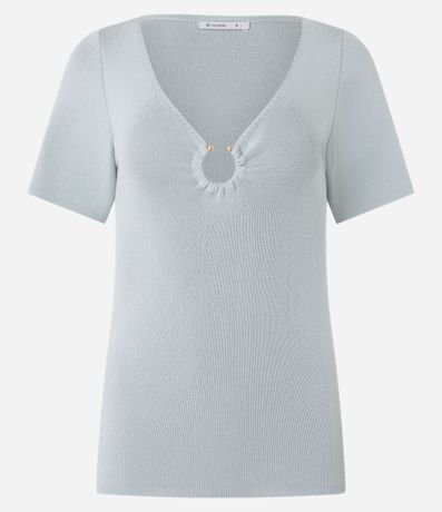 Blusa en Viscosa con Aro Abierto en el Escote V 5