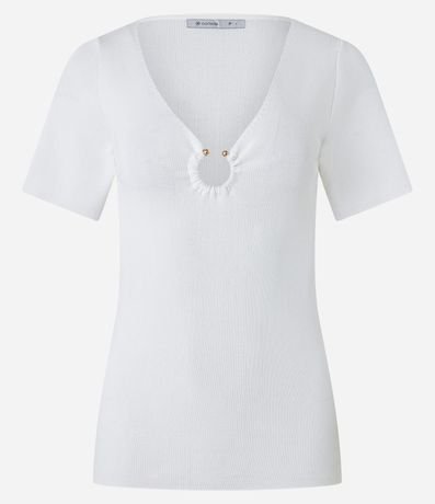 Blusa en Viscosa con Aro Abierto en el Escote V 5