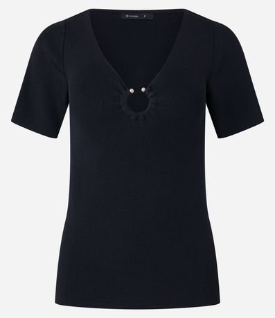 Blusa en Viscosa con Aro Abierto en el Escote V 5