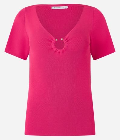 Blusa en Viscosa con Aro Abierto en el Escote V 5