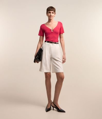 Blusa en Viscosa con Aro Abierto en el Escote V 2