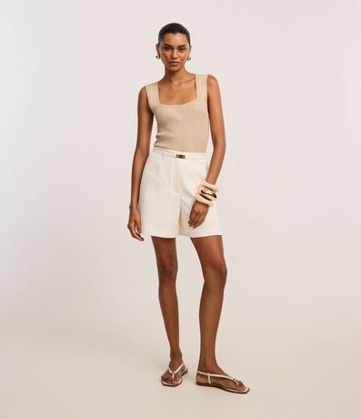 Blusa sin Manga en Viscosa con Efecto Metalizado y Escote Cuadrado 2