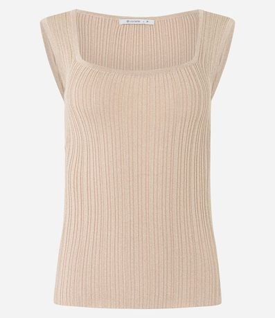 Blusa sin Manga en Viscosa con Efecto Metalizado y Escote Cuadrado 5