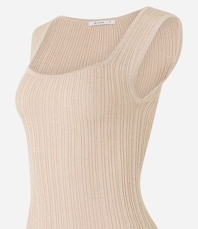 Blusa sin Manga en Viscosa con Efecto Metalizado y Escote Cuadrado 6