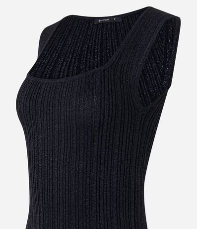 Blusa sin Manga en Viscosa con Efecto Metalizado y Escote Cuadrado 7