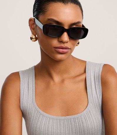 Blusa sin Manga en Viscosa con Efecto Metalizado y Escote Cuadrado