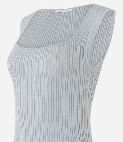 Blusa sin Manga en Viscosa con Efecto Metalizado y Escote Cuadrado 6