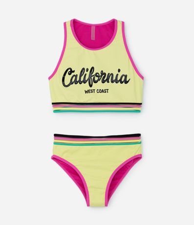 Bikini Cropped Infantil con Protección UV y Estampa Califórnia - Talle 5 a 14 años