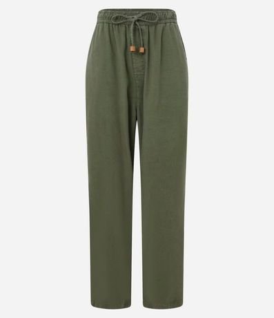 Pantalón Recto Cropped Cintura Alta en Sarga con Lazo 5