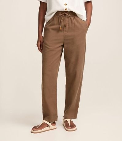 Pantalón Recto Cropped Cintura Alta en Sarga con Lazo 3