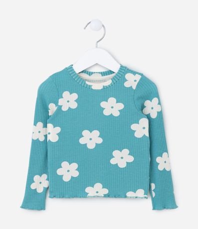 Blusa Infantil Acanalada con Estampa de Flores - Talle 1 a 5 años