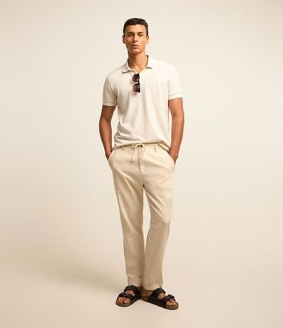 Pantalón Relaxed en Oxford de Algodón con Lazo en la Cintura