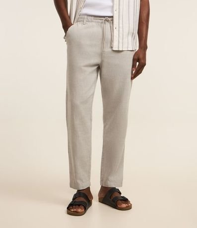 Pantalón Relaxed en Oxford de Algodón con Lazo en la Cintura