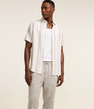 Pantalón Relaxed en Oxford de Algodón con Lazo en la Cintura 4