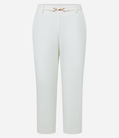 Pantalón Capri en Crepé con Cinturón Fino de Hebilla Defirenciada 5