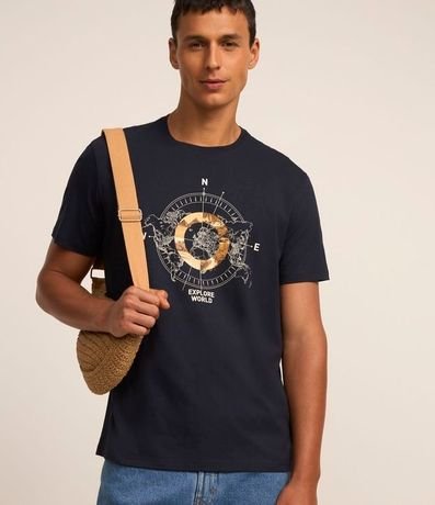 Remera Comfort en Algodón con Estampado Brújula Explore World