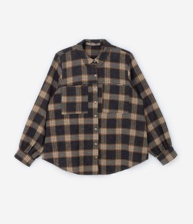 Camisa en Franela de Cuadros con Bolsillos Curve & Plus Size 5