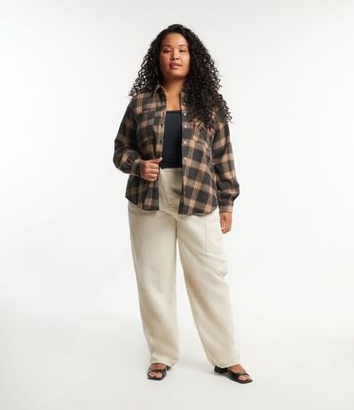 Camisa en Franela de Cuadros con Bolsillos Curve & Plus Size 2