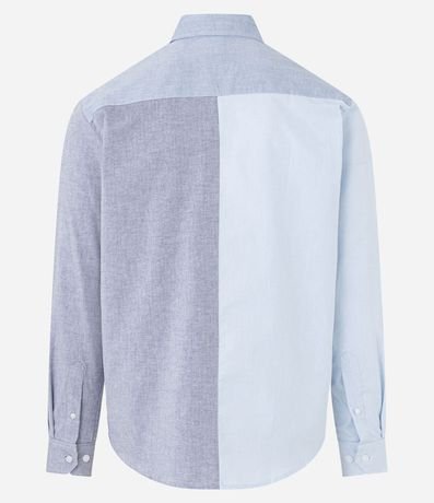 Camisa en Oxford con Bloque de Color y Bolsillos Contrastante 6