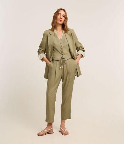 Pantalón Fluído en Viscolino con Cintura Elástica y Lazo 1