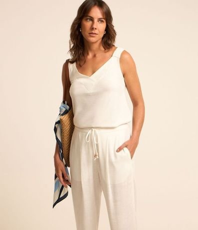 Pantalón Fluído en Viscolino con Cintura Elástica y Lazo 2