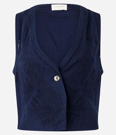 Chaleco en Sastrería con Bordado Floral 6