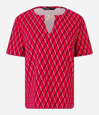 Blusa en Crepé con Detalle en el Cuello y Estampado Geométrico 10