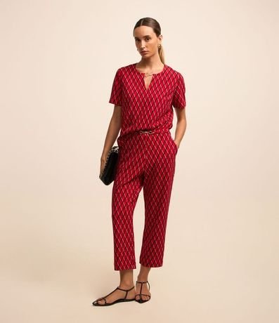 Blusa en Crepé con Detalle en el Cuello y Estampado Geométrico 3